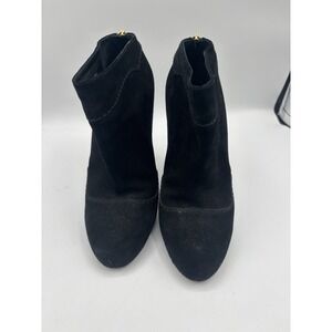 Sergio Rossi Almond Toe Black Suede Bootie Stilettos Size 36 READ